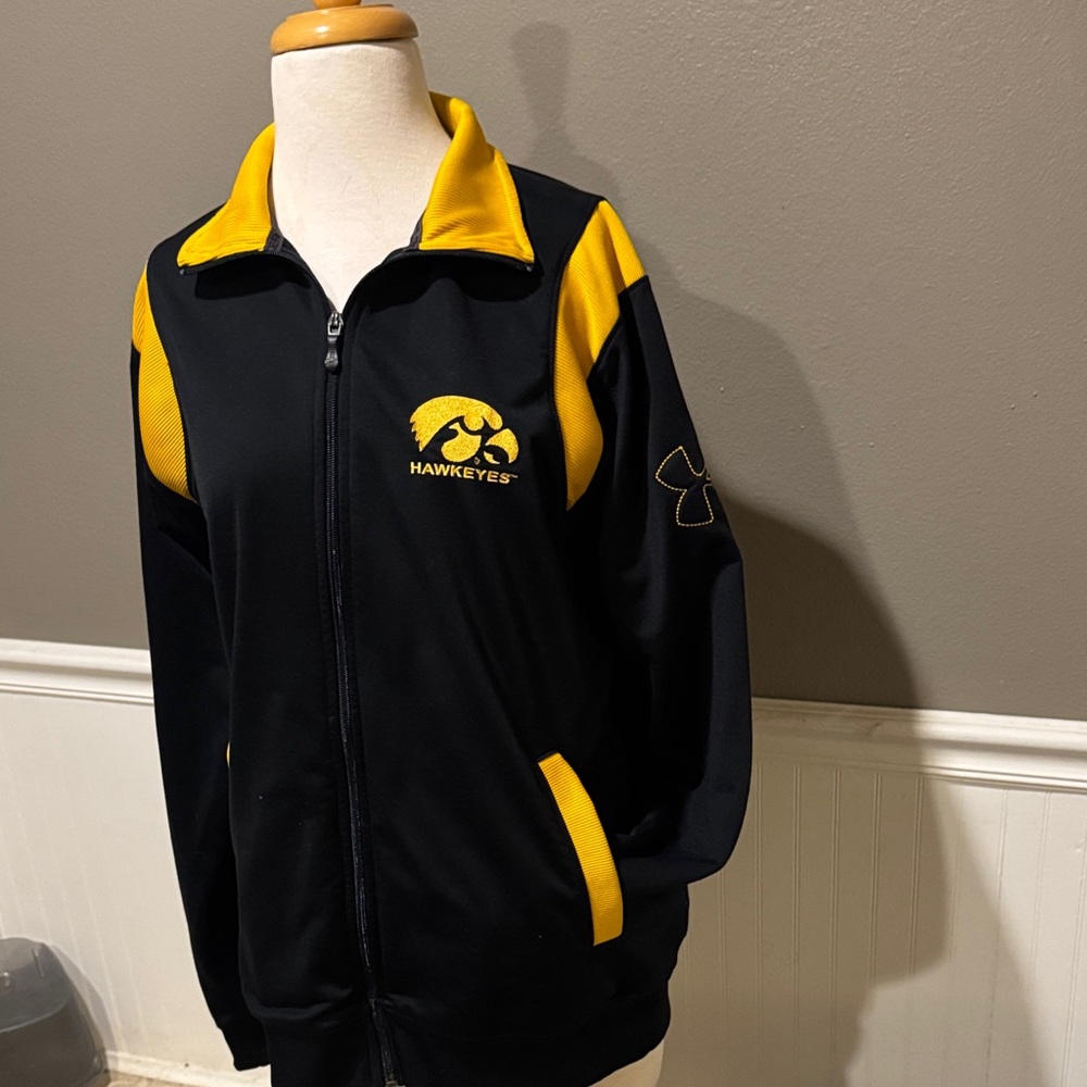 Under Armour Iowa Hawkeyes Full Zip Track Jacket Black Gold Mens Size Medium